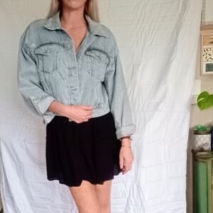 Oversized Distressed Denim Jacket Women's Size Medium | Wild Fable